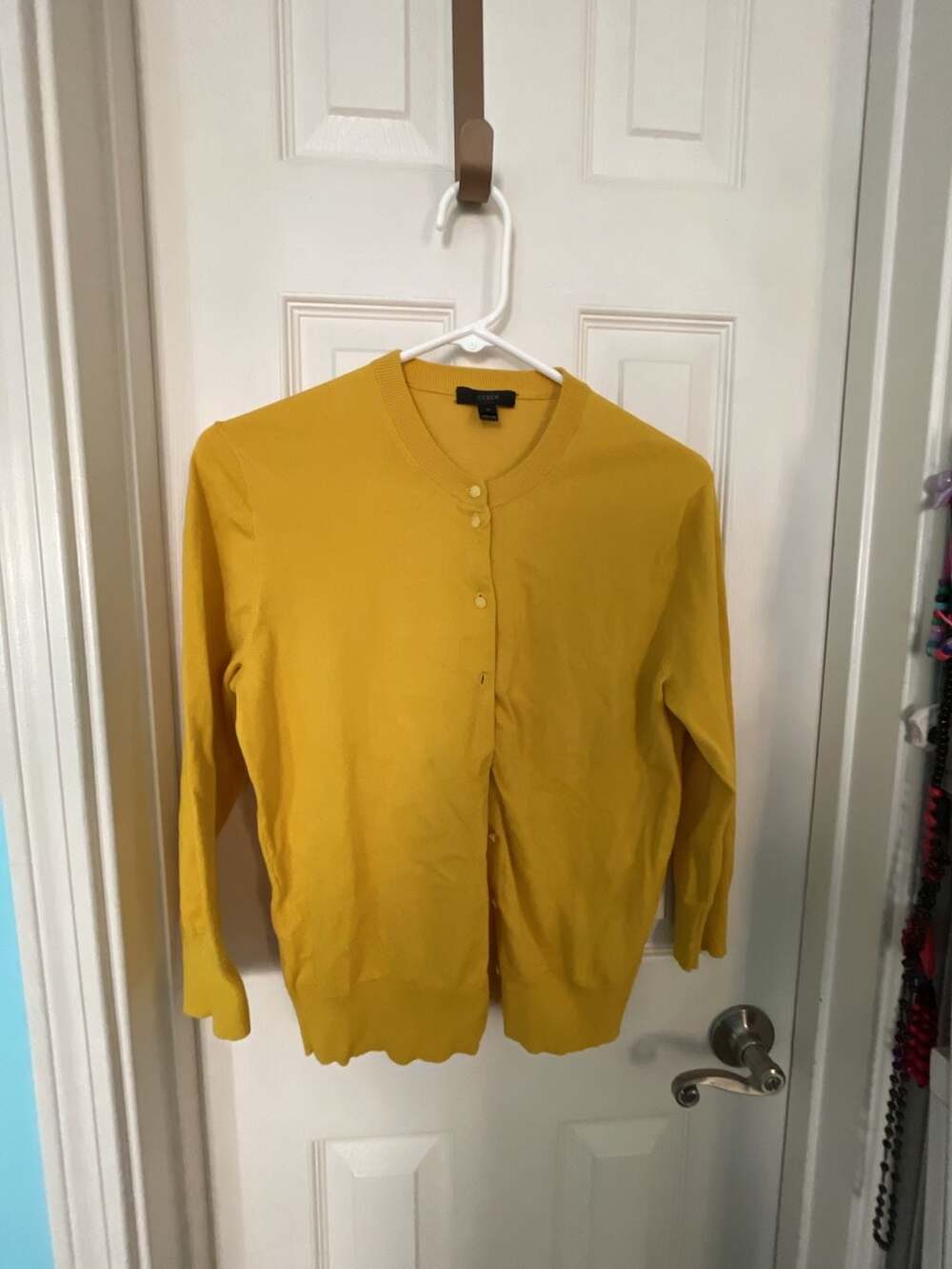 J.Crew Yellow Crewneck Cardigan Sweater
